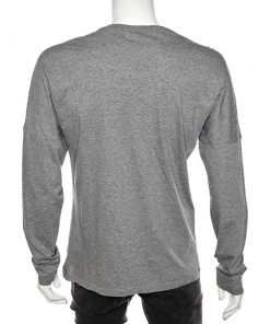 Emporio Armani Grey Printed Cotton Long Sleeve T-Shirt L For Men -Emporio Armani sale luxury men emporio armani used clothes p564062 007
