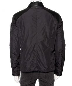 Emporio Armani Black Synthetic & Leather Inset Matt Line Jacket XXL For Men -Emporio Armani sale luxury men emporio armani used clothes p568939 004