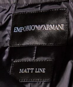 Emporio Armani Black Synthetic & Leather Inset Matt Line Jacket XXL For Men -Emporio Armani sale luxury men emporio armani used clothes p568939 005
