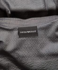 Emporio Armani Giorgio Armani Grey Crinkled Cotton Zip Front Shirt XXL For Men -Emporio Armani sale luxury men emporio armani used clothes p575535 008