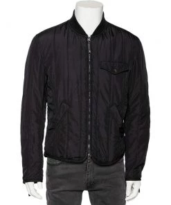 Emporio Armani Black Synthetic Zip Front Jacket L For Men