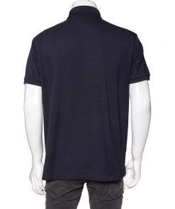 Emporio Armani Navy Blue Cotton Pique Logo Patch Polo T-Shirt XXL For Men -Emporio Armani sale luxury men emporio armani used clothes p582537 004