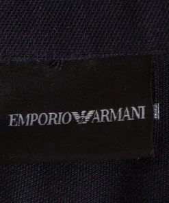 Emporio Armani Navy Blue Cotton Pique Logo Patch Polo T-Shirt XXL For Men -Emporio Armani sale luxury men emporio armani used clothes p582537 005