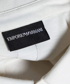 Emporio Armani Off White Cotton Logo Tape Trimmed Polo T-Shirt XXL For Men -Emporio Armani sale luxury men emporio armani used clothes p582556 004