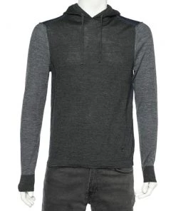 Emporio Armani Color Block Wool Hooded Sweatshirt M For Men
