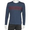 Emporio Armani Blue Logo Printed Cotton Knit Long Sleeve T-Shirt M For Men -Emporio Armani sale luxury men emporio armani used clothes p587308 003
