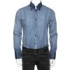 Emporio Armani Blue Cotton Button Down Long Sleeve Shirt S For Men -Emporio Armani sale luxury men emporio armani used clothes p594740 002