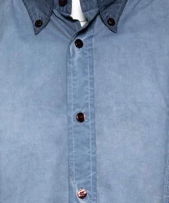Emporio Armani Blue Cotton Button Down Long Sleeve Shirt S For Men -Emporio Armani sale luxury men emporio armani used clothes p594740 003