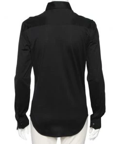 Emporio Armani Black Stretch Knit Long Sleeve Shirt S For Men -Emporio Armani sale luxury men emporio armani used clothes p595628 002