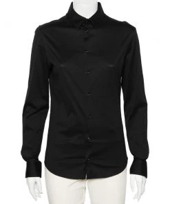 Emporio Armani Black Stretch Knit Long Sleeve Shirt S For Men