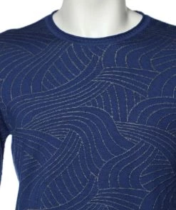 Emporio Armani Blue Patterned Knit Crewneck Sweater L For Men -Emporio Armani sale luxury men emporio armani used clothes p596703 007