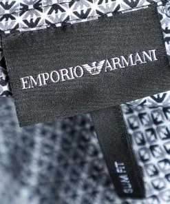 Emporio Armani Blue Logo Printed Cotton Slim Fit Shirt M For Men -Emporio Armani sale luxury men emporio armani used clothes p597907 005