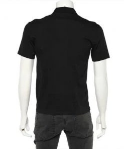 Emporio Armani Black Logo Embroidered Cotton Pique Polo T-Shirt XS For Men -Emporio Armani sale luxury men emporio armani used clothes p613378 003