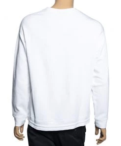 Emporio Armani White Printed Cotton Crewneck Sweatshirt S For Men -Emporio Armani sale luxury men emporio armani used clothes p614283 004