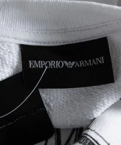 Emporio Armani White Printed Cotton Crewneck Sweatshirt S For Men -Emporio Armani sale luxury men emporio armani used clothes p614283 005