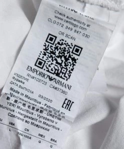 Emporio Armani White Cotton Logo Appliqued Short Sleeve T-Shirt L For Men -Emporio Armani sale luxury men emporio armani used clothes p618582 001