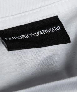 Emporio Armani White Cotton Logo Appliqued Short Sleeve T-Shirt L For Men -Emporio Armani sale luxury men emporio armani used clothes p618582 002