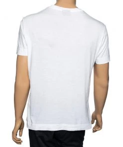 Emporio Armani White Cotton Logo Appliqued Short Sleeve T-Shirt L For Men -Emporio Armani sale luxury men emporio armani used clothes p618582 006