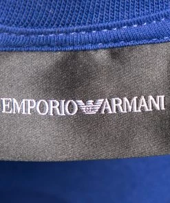Emporio Armani Blue Logo Printed Cotton Short Sleeve T-Shirt S For Men -Emporio Armani sale luxury men emporio armani used clothes p619400 006