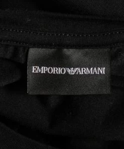 Emporio Armani Black Cotton Printed Crew Neck T-Shirt S For Men -Emporio Armani sale luxury men emporio armani used clothes p620334 005