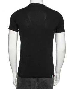 Emporio Armani Black Cotton Printed Crew Neck T-Shirt S For Men -Emporio Armani sale luxury men emporio armani used clothes p620334 009