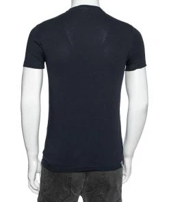 Emporio Armani Navy Blue Cotton Printed Crew Neck T-Shirt S For Men -Emporio Armani sale luxury men emporio armani used clothes p620337 002