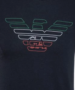 Emporio Armani Navy Blue Cotton Printed Crew Neck T-Shirt S For Men -Emporio Armani sale luxury men emporio armani used clothes p620337 004