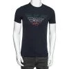 Emporio Armani Navy Blue Cotton Printed Crew Neck T-Shirt S For Men