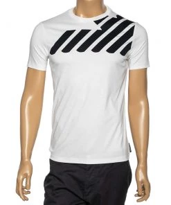 Emporio Armani White Cotton Printed Crew Neck T-Shirt S For Men