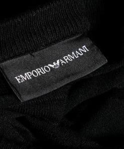 Emporio Armani Black Textured Knit Long Sleeve Crew Neck Sweater XS For Men -Emporio Armani sale luxury men emporio armani used clothes p620375 005
