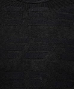 Emporio Armani Black Textured Knit Long Sleeve Crew Neck Sweater XS For Men -Emporio Armani sale luxury men emporio armani used clothes p620375 006