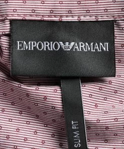 Emporio Armani Burgundy Cotton Slim Fit Shirt XXL For Men -Emporio Armani sale luxury men emporio armani used clothes p620991 005