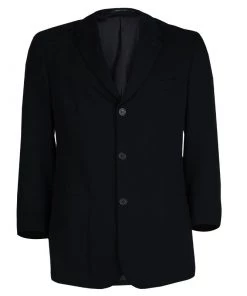 Emporio Armani Black Fleece Wool Blazer M For Men
