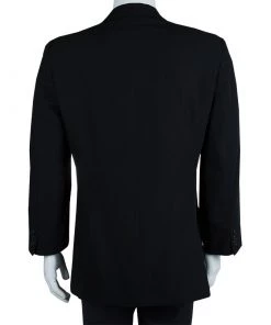 Emporio Armani Black Fleece Wool Blazer M For Men -Emporio Armani sale luxury men emporio armani used clothes p62323 003