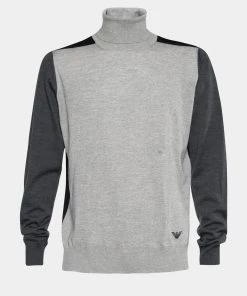 Emporio Armani Colorblock Rib Knit Turtleneck Jumper XXXL For Men