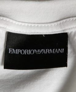 Emporio Armani White Cotton Logo Printed Short Sleeve T-Shirt L For Men -Emporio Armani sale luxury men emporio armani used clothes p629660 004