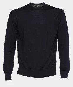 Emporio Armani Dark Blue Knit Crew Neck Jumper XL For Men