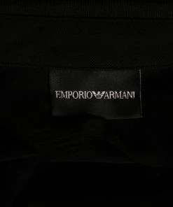 Emporio Armani Black Cotton All Over Logo Detailed Polo T-Shirt M For Men -Emporio Armani sale luxury men emporio armani used clothes p632075 004