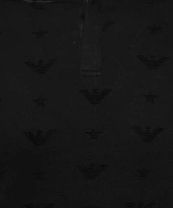 Emporio Armani Black Cotton All Over Logo Detailed Polo T-Shirt M For Men -Emporio Armani sale luxury men emporio armani used clothes p632075 006