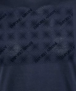 Emporio Armani Navy Blue Flocked Logo Cotton Short Sleeve T-Shirt M For Men -Emporio Armani sale luxury men emporio armani used clothes p632693 007