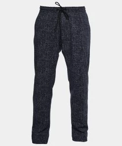 Emporio Armani Blue Printed Crinkled Jogger Pants L For Men