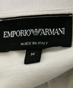 Emporio Armani White Printed Cotton Short Sleeve T-Shirt M For Men -Emporio Armani sale luxury men emporio armani used clothes p646368 002