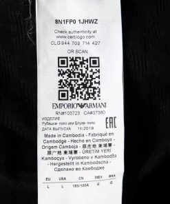 Emporio Armani Black Textured Knit Short Sleeve Polo T-Shirt L For Men -Emporio Armani sale luxury men emporio armani used clothes p657978 002