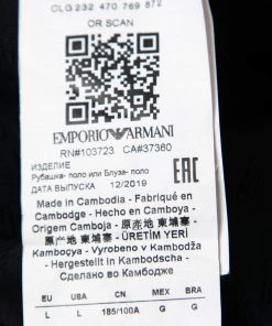 Emporio Armani Navy Blue Textured Knit Short Sleeve Polo T-Shirt L For Men -Emporio Armani sale luxury men emporio armani used clothes p657981 002