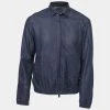 Emporio Armani Navy Blue Cotton Zip Front Lightweight Jacket XL For Men