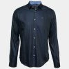 Emporio Armani Navy Blue Cotton Logo Embroidered Button Front Shirt L For Men