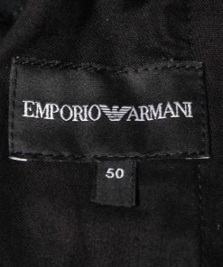 Emporio Armani Black Wool Drawstring Pants L For Men -Emporio Armani sale luxury men emporio armani used clothes p674752 005