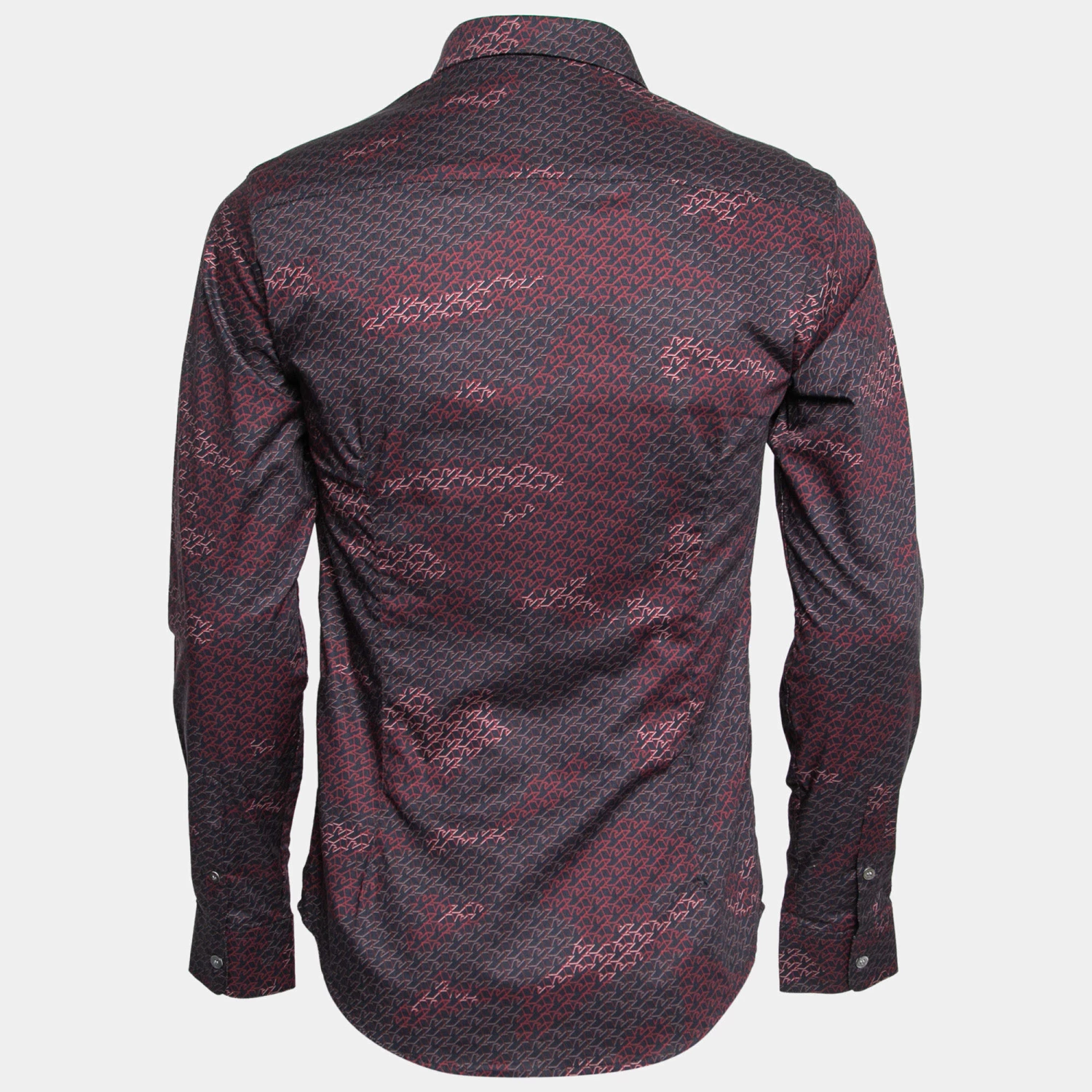 Emporio Armani Navy Blue & Red Logo Print Button Front Shirt S For Men 4 Emporio Armani Navy Blue & Red Logo Print Button Front Shirt S For Men - Image 2