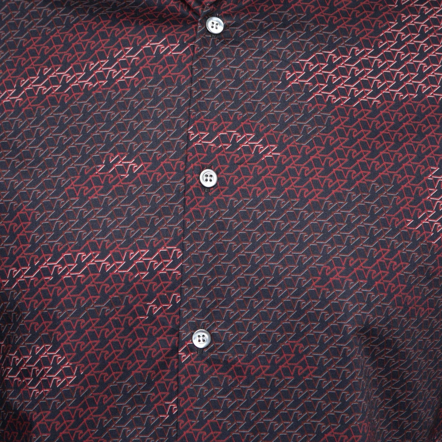 Emporio Armani Navy Blue & Red Logo Print Button Front Shirt S For Men 5 Emporio Armani Navy Blue & Red Logo Print Button Front Shirt S For Men - Image 3