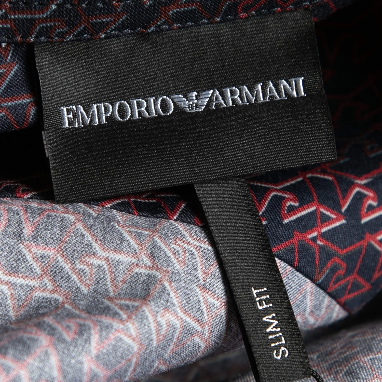 Emporio Armani Navy Blue & Red Logo Print Button Front Shirt S For Men 6 Emporio Armani Navy Blue & Red Logo Print Button Front Shirt S For Men - Image 4
